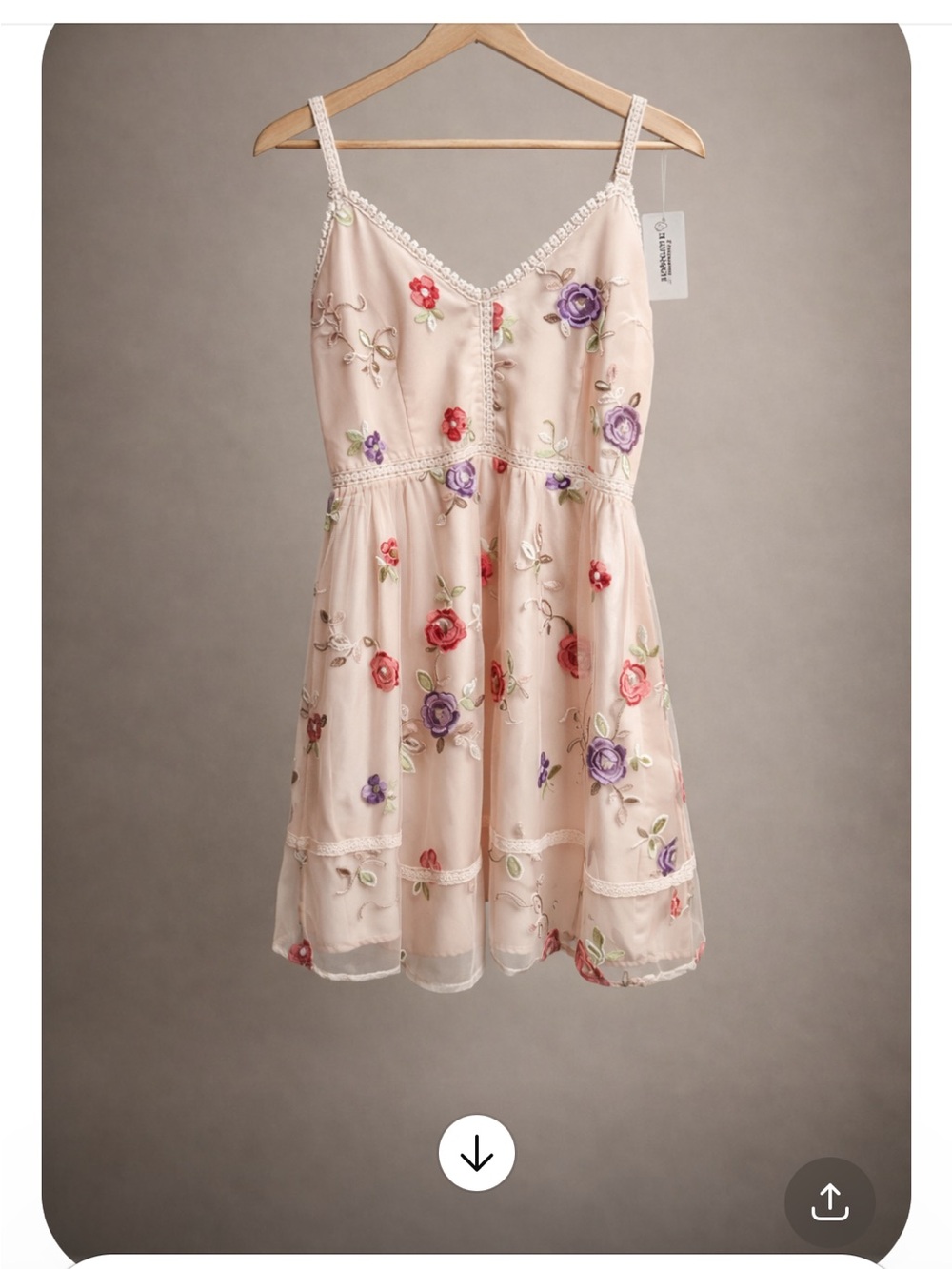 BB Dakota Blush Pink Floral Embroidered Midi Dress